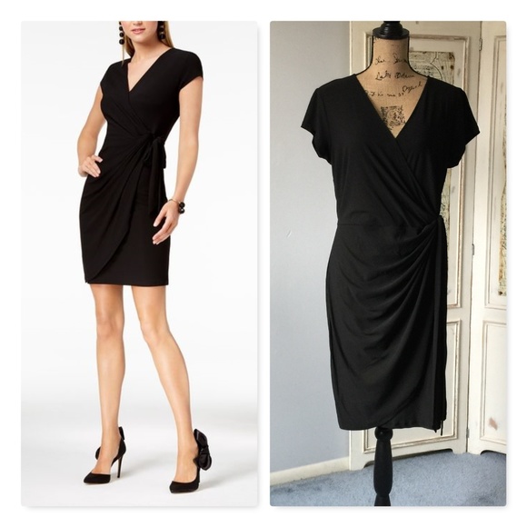 INC International Concepts Dresses & Skirts - I.N.C. Cap-Sleeve Faux-Wrap Dress Sz L